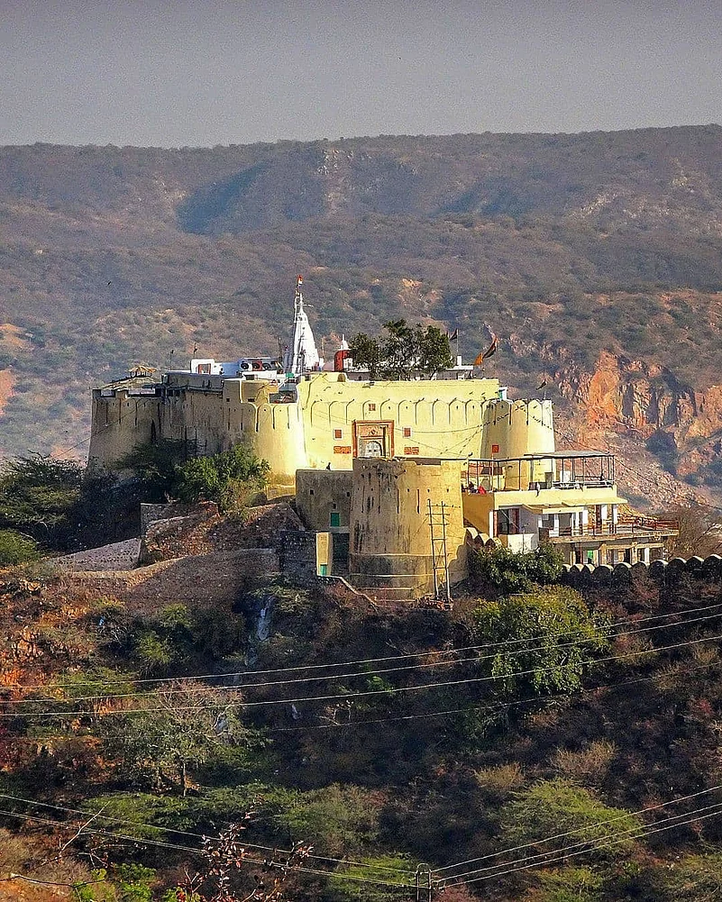 Apart from the design along the lines of a fort, the temple is remarkable for its idol of Ganesh